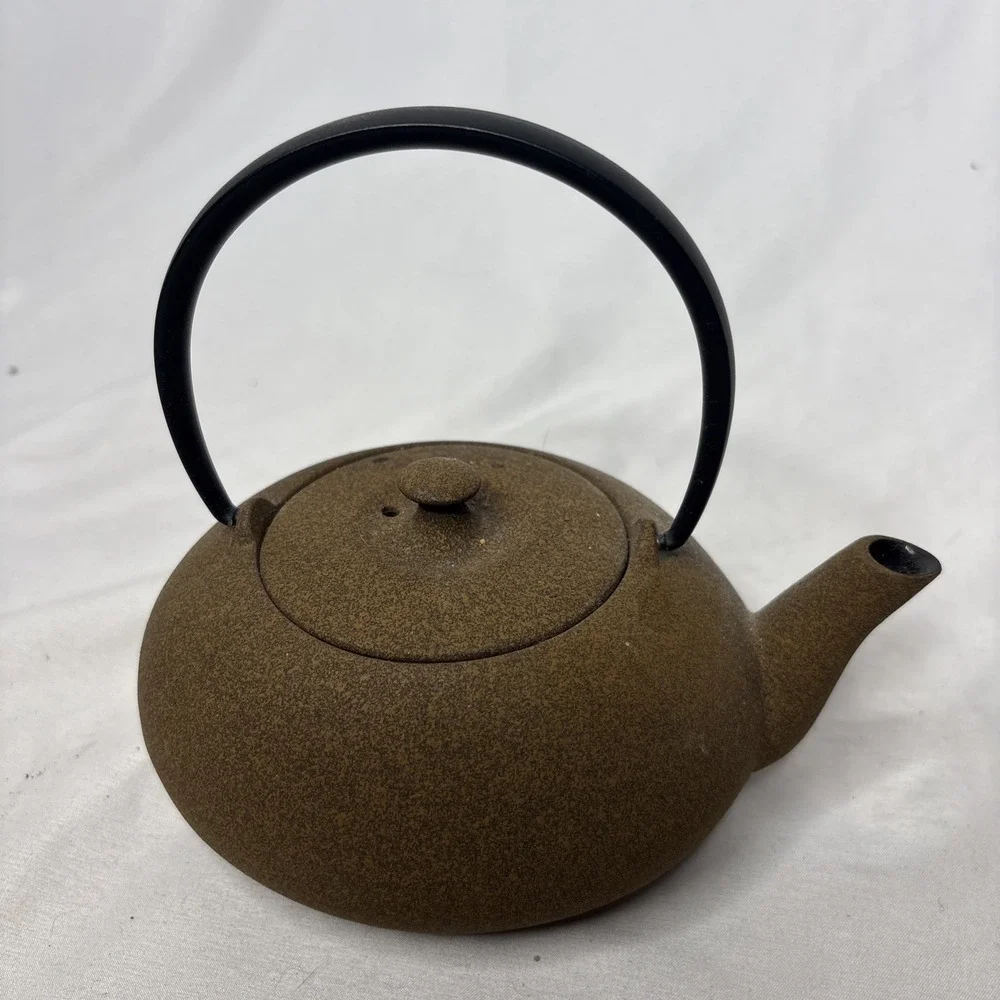 Vtg Japanese Wazuqu Kikuchi Hojudo Cast Iron Teapot Fuku Brown Kyusu